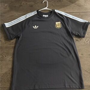 Adidas Kids Charcoal Jersey with Light Blue Stripes